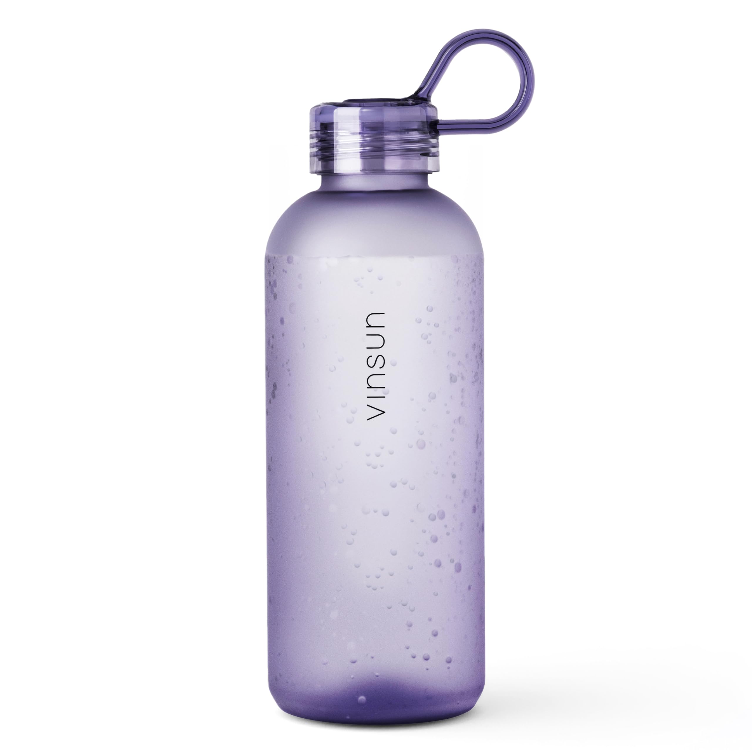 VINSUN Trinkflasche 650ml lila - leicht, auslaufsicher, Kohlensäure geeignet, BPA frei, Tritan - Schlanke Wasser Flasche zum auffüllen - Schule, Sport, Büro, Yoga