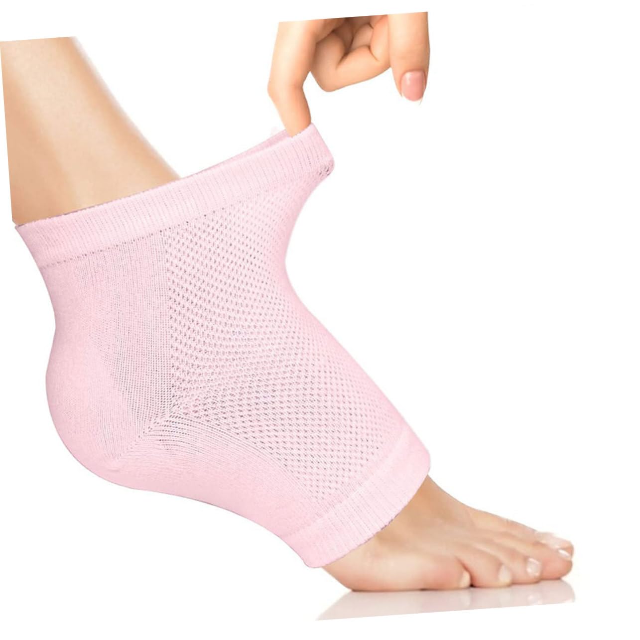 Beatifufu Anti-Slip Heel Socks 4 Pairs Moisturizing Gel Socks for Dry Cracked Feet Toeless Flexible Cotton Blend