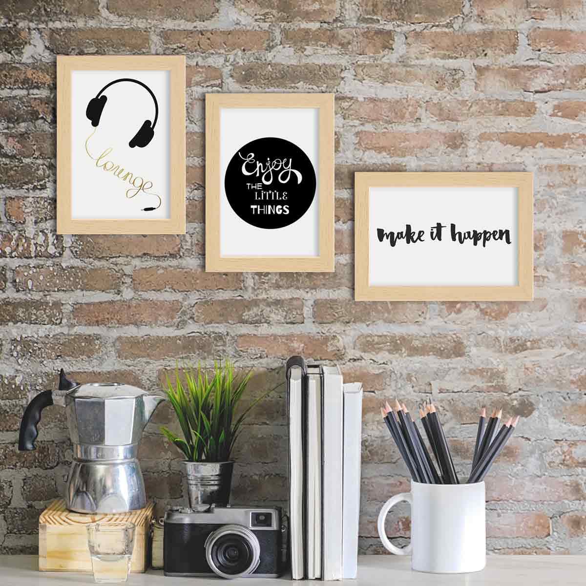 PHOTOLINI Bilderrahmen 10x15 Holz Natur aus MDF, 10er Set Poster-Rahmen, bruchsicheres Acrylglas, zum Aufhängen & Aufstellen, extra Zubehör - für Fotos & Poster