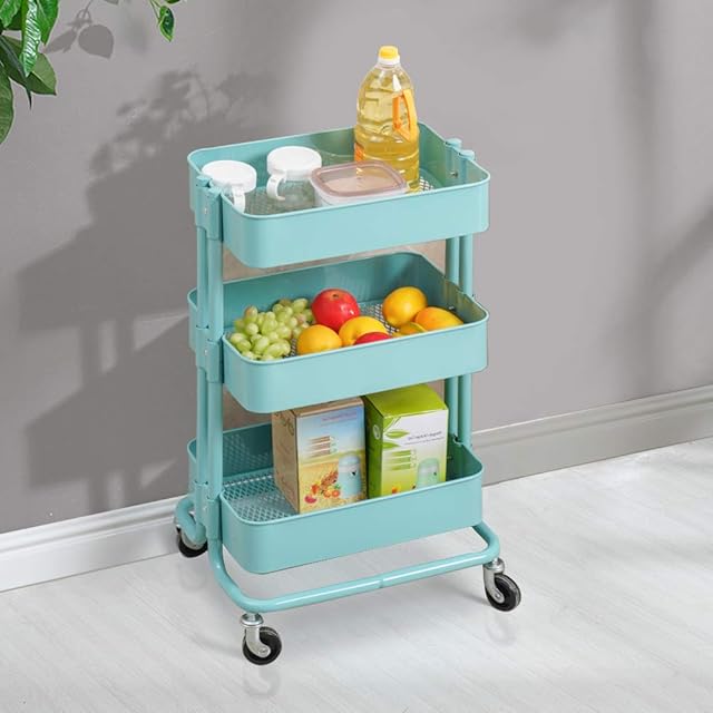 OFCASA 3-Tier Kitchen Trolley Rolling Cart Storage Trolley on Wheels Storage Unit for Home Office Hair salon