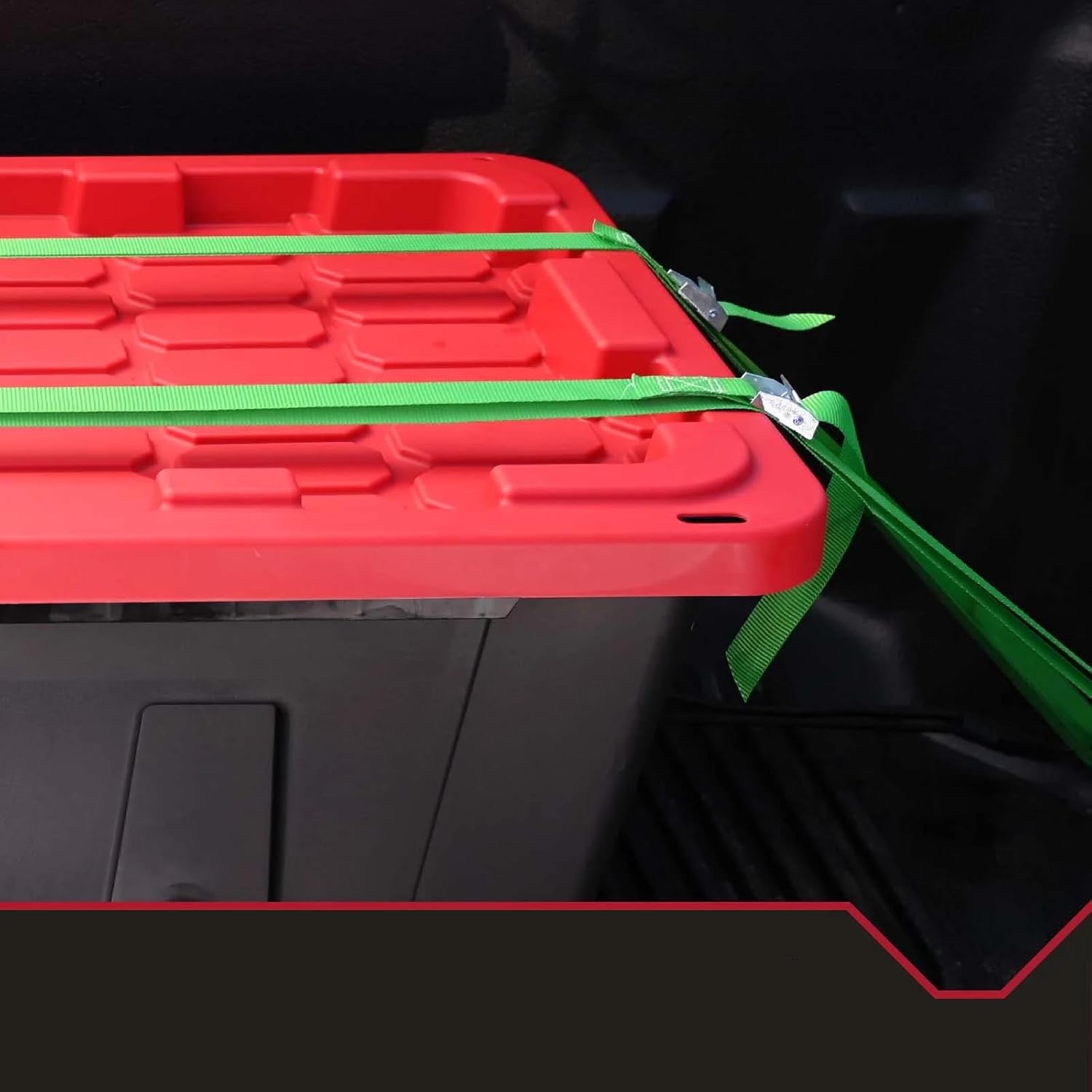 Bolsas grandes de almacenamiento de plástico negras de 27 galones con tapas rojas seguras a presión, paquete de 2, para organización doméstica e industrial