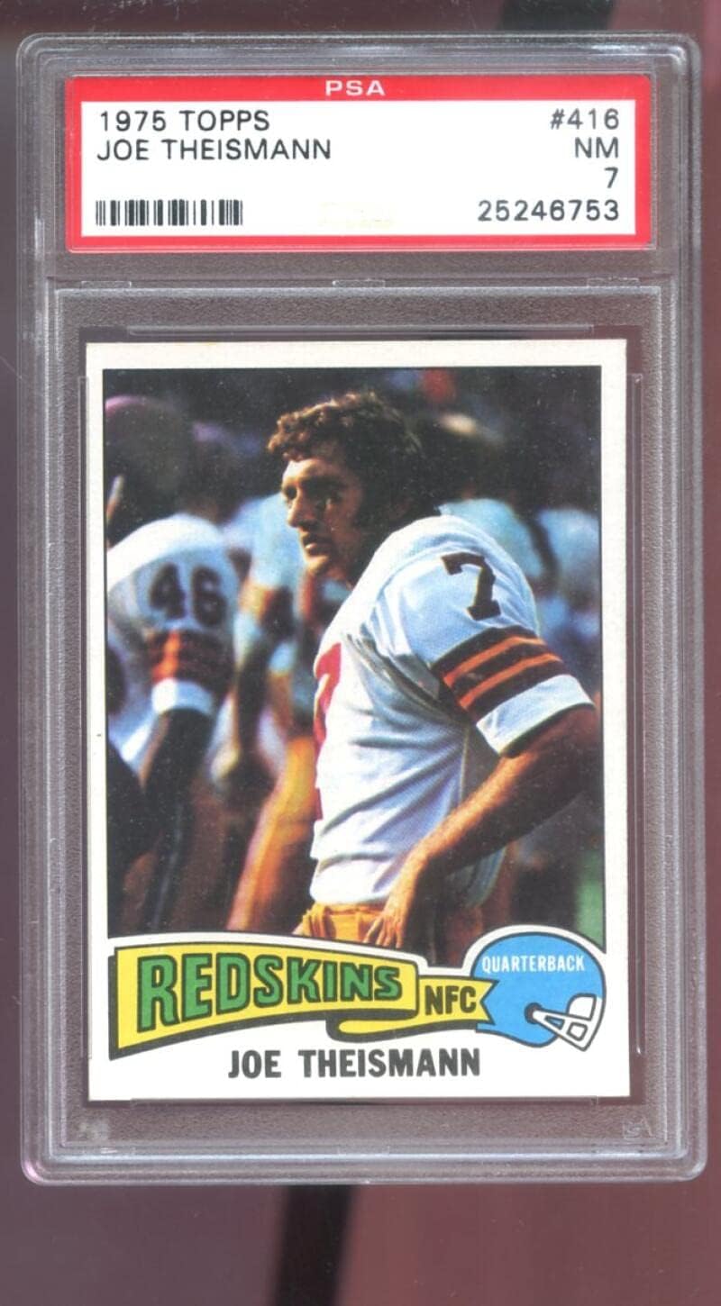 1975 Topps #416 Joe Theismann ROOKIE RC PSA 7 Graded Football Card NFL