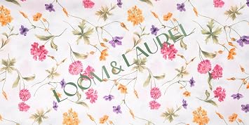 LOOM & LAUREL Baskılı Yıkanabilir Masa Örtüsü Mutfak Bahçe Piknik Masa Örtüsü Pembe Ağırlıklı Çiçek Desenli (140x200)