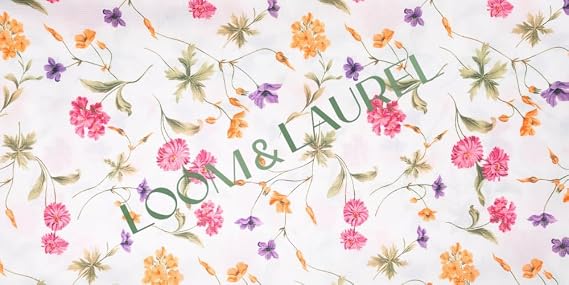 LOOM & LAUREL Baskılı Yıkanabilir Masa Örtüsü Mutfak Bahçe Piknik Masa Örtüsü Pembe Ağırlıklı Çiçek Desenli (140x200)