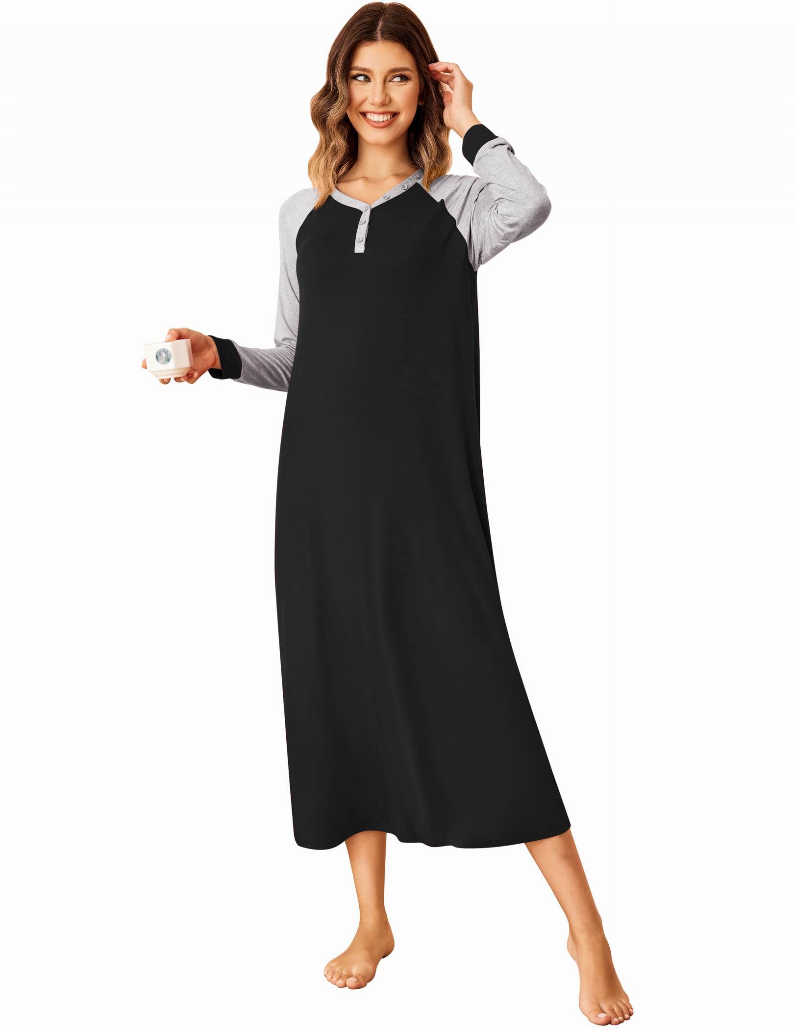 EkouaerWomen's Snap-Front Casual Sleepwear