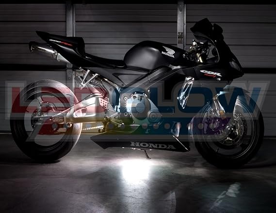 LEDGlow 12pc Advanced White Mini LED Motorcycle Underglow Lighting Kit | Accent Neon Lighting Include Solid Color Illumination, 4 Modes, 4 Brightness Levels, Waterproof Control Box & Remotes