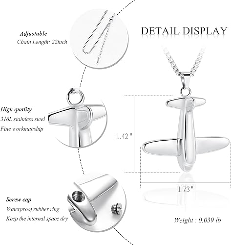 Miniatura 3 de memorial jewelry Birthstone - Collar con inicial de avión personalizado para hombre diseño de cenizas de cremación