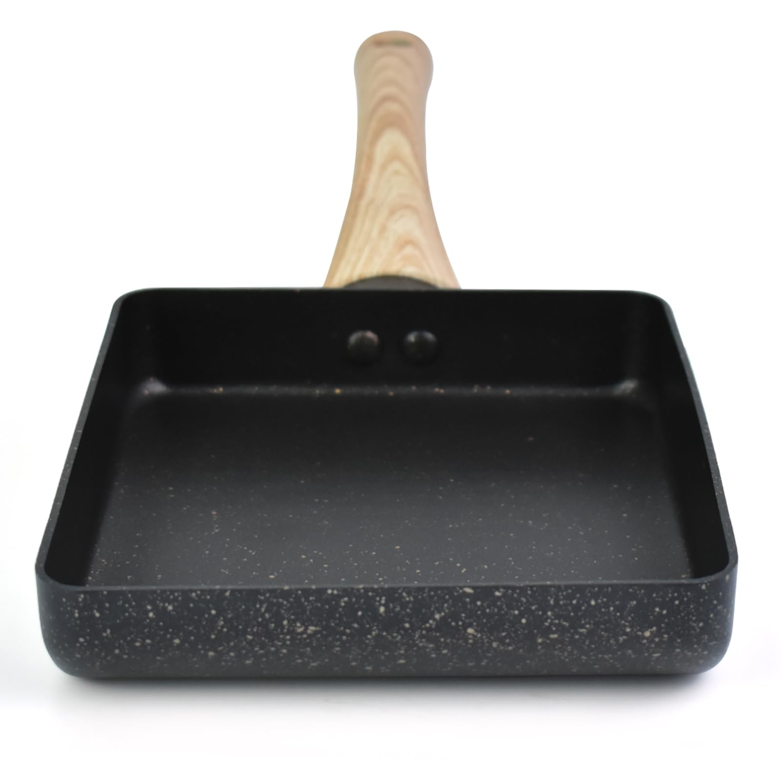 Artcome Poêle à omelette japonaise avec revêtement anti-adhésif Tamagoyaki avec assiette Tamagoyaki, spatule et brosse en silicone, 17,8 x 15,2 cm (noir)