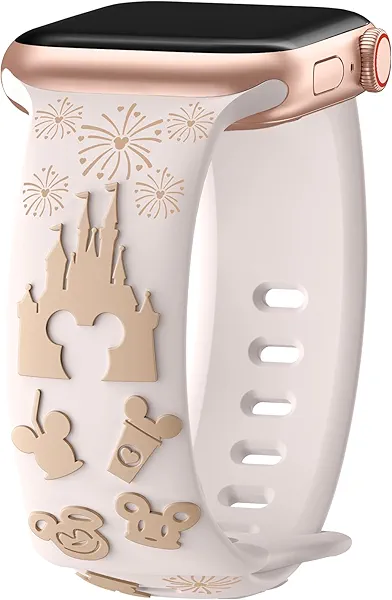 Cartoon 3D Embossed Band Compatible with Apple Watch Bands 40mm 38mm 44mm 45mm 41mm 42mm 49mm Women, Two-Tone Soft Silicone Sport Strap for iWatch Series 10 9 8 7 6 5 4 3 2 1 Ultra