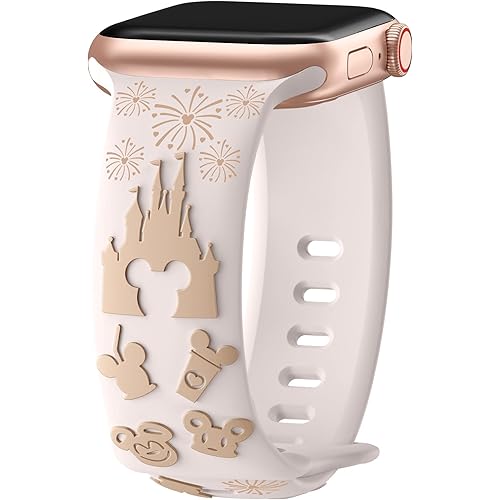 Cartoon 3D Embossed Band Compatible with Apple Watch Bands 40mm 38mm 44mm 45mm 41mm 42mm 49mm Women, Two-Tone Soft Silicone Sport Strap for iWatch Series 10 9 8 7 6 5 4 3 2 1 Ultra