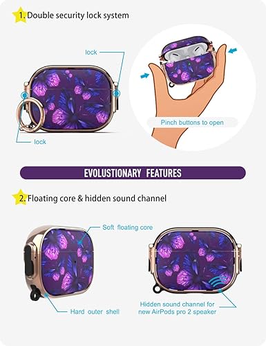 Miniatura 3 de Funda para AirPods Pro 2 con bloqueo - Mariposa Púrpura Mariposa morada
