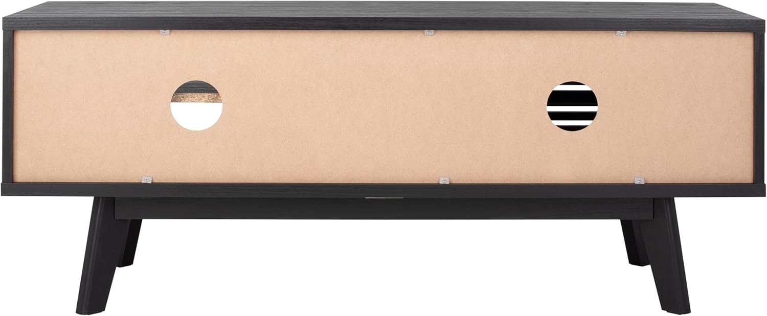 SAFAVIEH Aurelio TV Stand for up to 55" Flatscreen – Black, 1 Sliding Door with Interior Storage and Open Shelves, Entertainment Media Console (MED9600B)