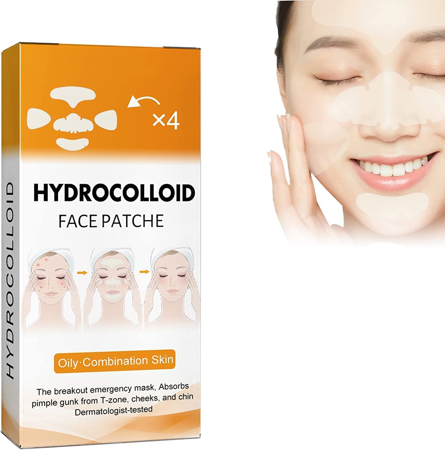 Hydrocolloid Face Mask,Full Face Hydrocolloid Patch for Acne Large Pimple Patches Full Face Pimple Patch for All Skin Types Nose Chin Face Cheeks Forehead (1PCS)