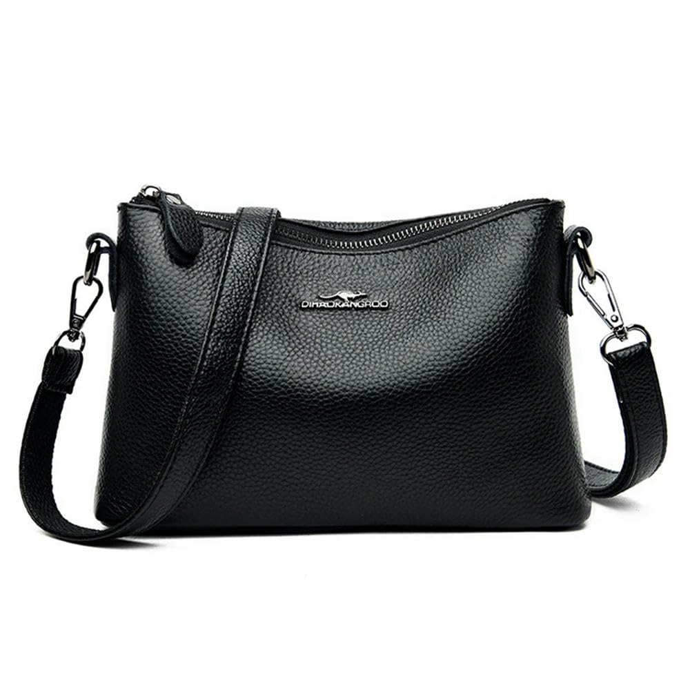 ZBDZSW Bolso de Mano de Piel de Vaca auténtica Bolso de Mano de Cuero de diseñador para Mujer Bolso Bandolera de Gran Capacidad Black