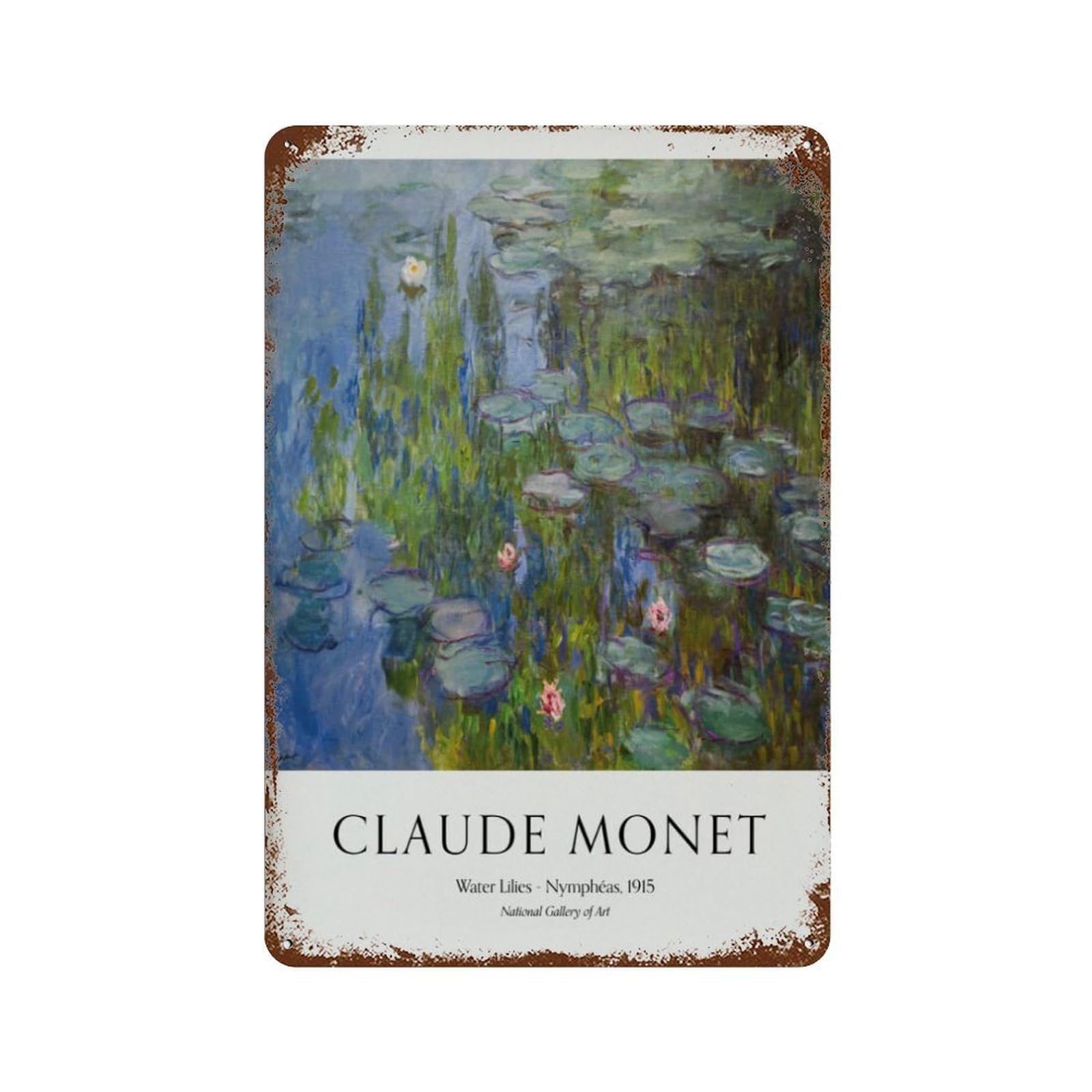 xiaoxiaoshen Monet Water Lilies Impressionist Nymphéas Painting Wall Decor Art Metal Tin Poster Modern Home Decor Art Home Bar Shop Decorations Vintage Sign 30x20cm