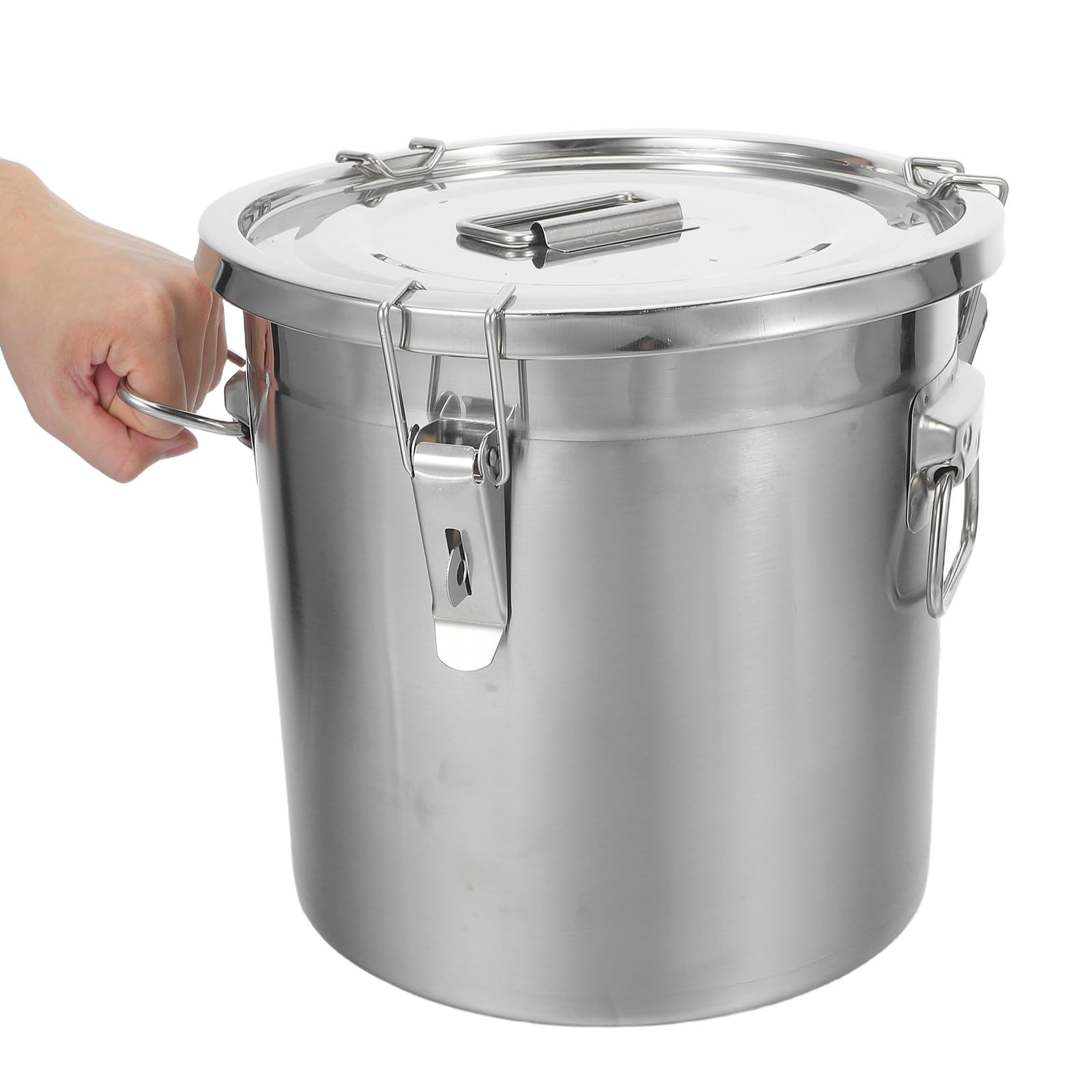 Recipientes de acero inoxidable para almacenar alimentos con tapa y cierre, tarro de almacenamiento hermético de 12 L/3,2 galones para arroz, harina, granos, legumbres, cereales, despensa y