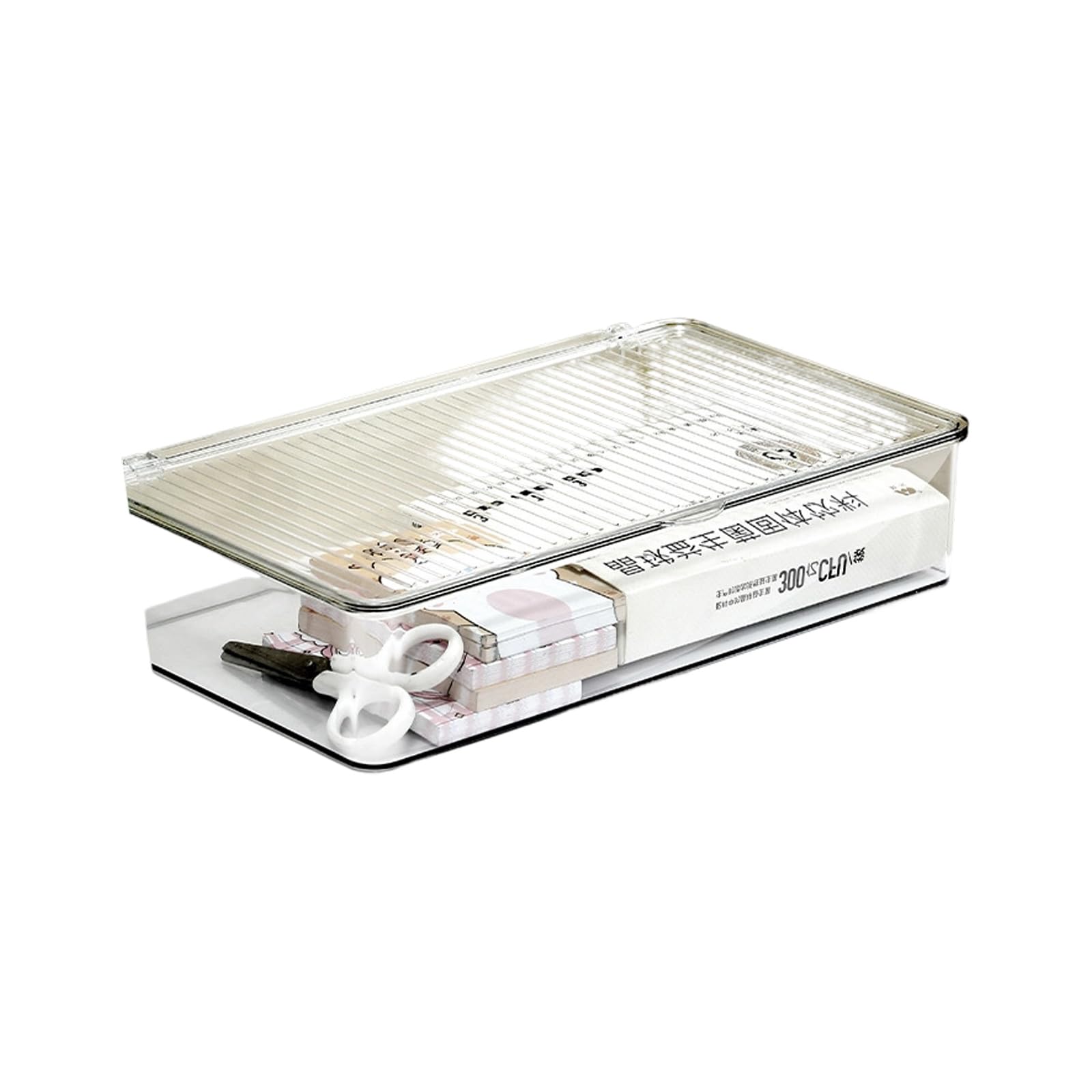 Tsophreniq Desktop Organiser with Lid for Supplies Book Flipping Top Transparency Acrylic Cosmetic Stackable Box Stackable Box