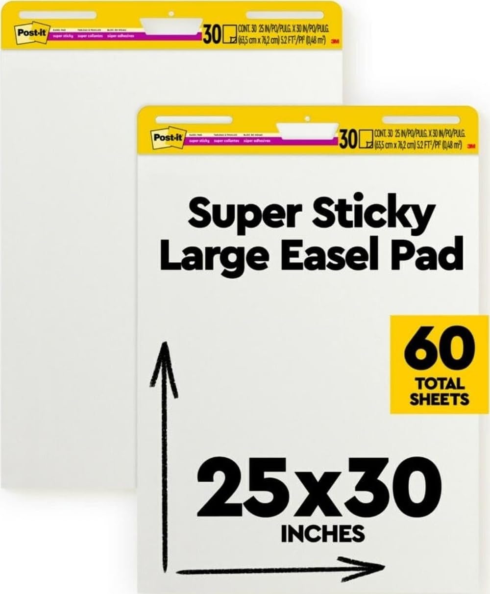 Post-it Super Sticky Easel Pads, 2 Pack, 25x30 Inches