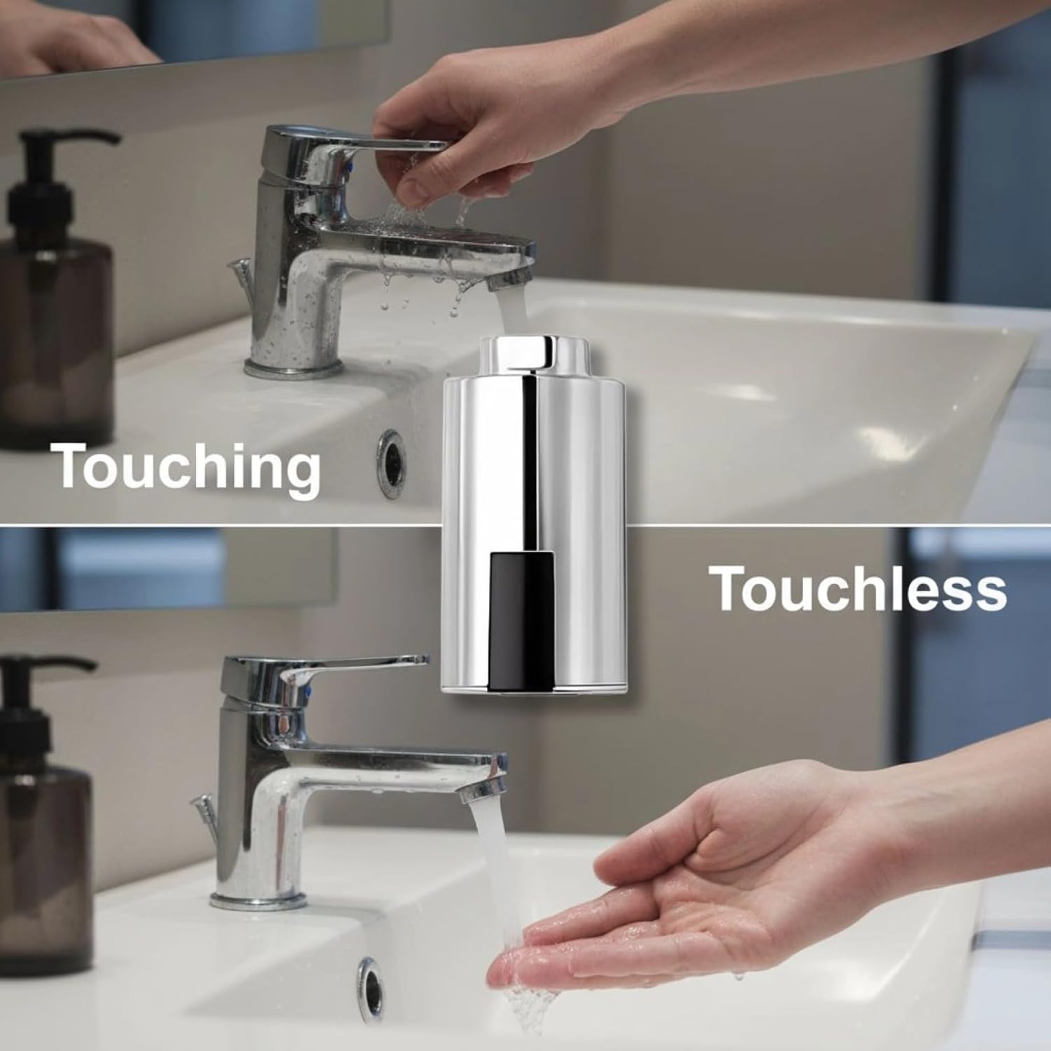 Automatic Sensor Tap for Kitchen Sink, Touchless Faucet Adapter with USB Charge, Chrome