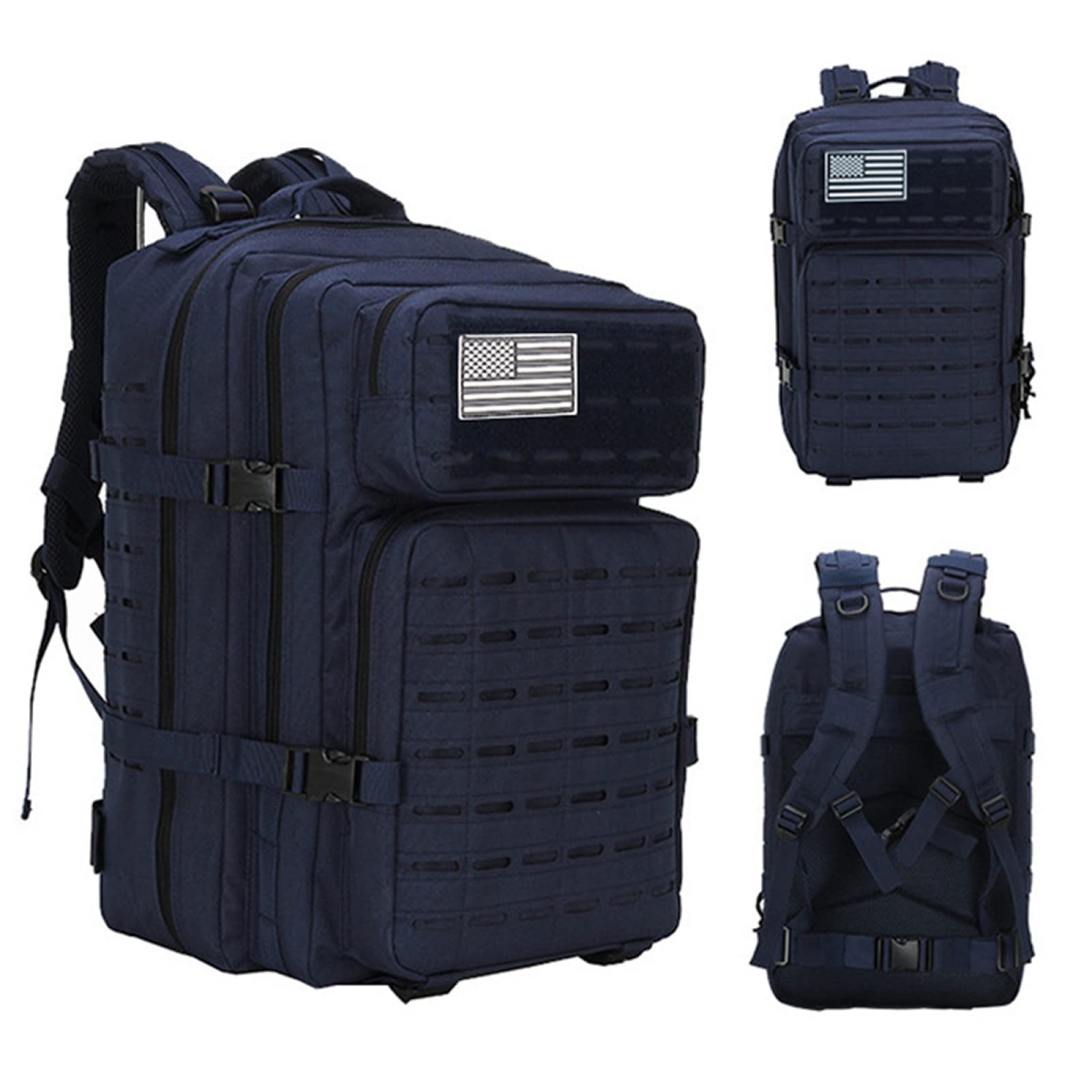 YUANZHOU Mochila táctica de 50L, mochilas grandes, mochila de asalto para exteriores, senderismo, Camping, senderismo, caza, montañismo, viajes,Blue