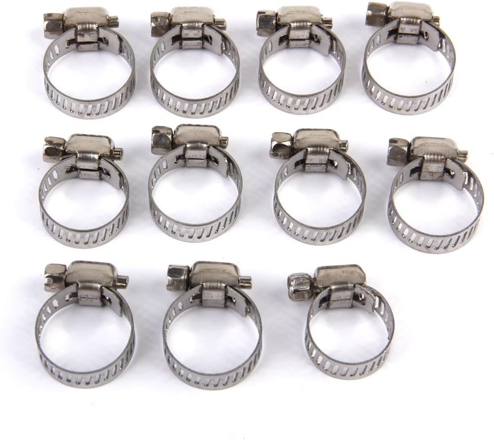 Generic 10Pcs Adjustable Fuel Petrol Pipe Hose Clips Stainless Spring Clamp 13-19Mm