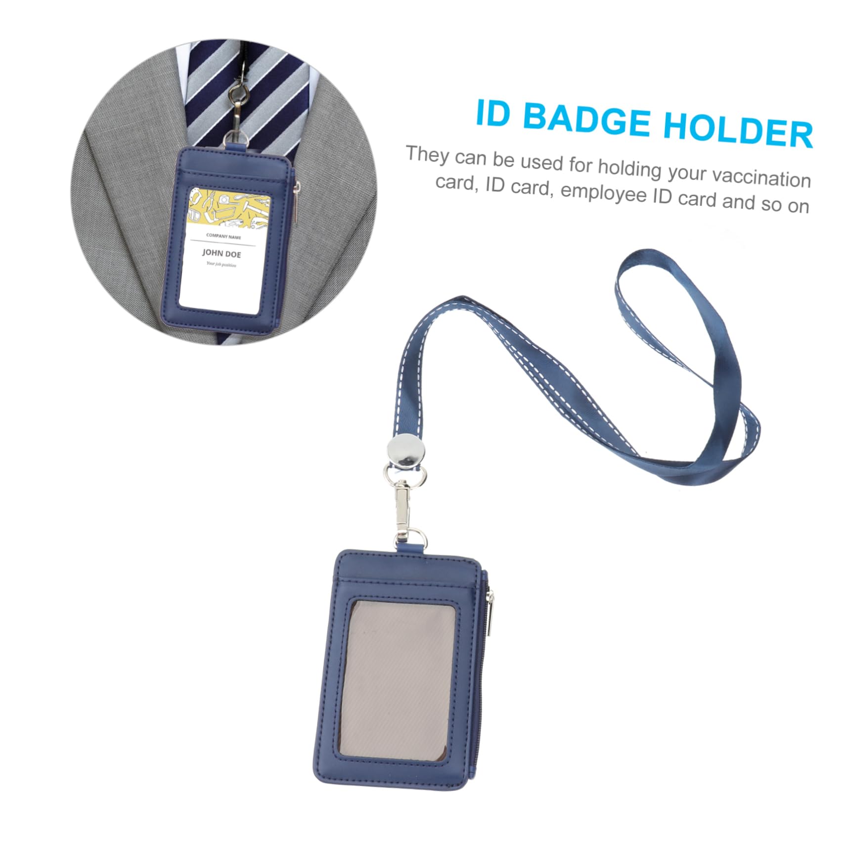 STOBOK 3pezzi Portacarte Verticale Pelle Con Laccetto Staccabile e Clip Girevole Blu Scuro Titolare Id Resistente Per Badge e Carte Identità Accessorio Pratico Per Lavoro e Eventi