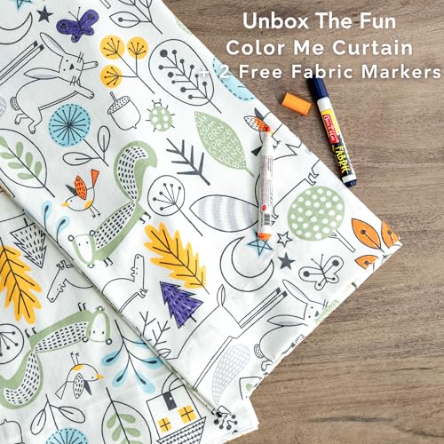 Image of Tranquebar Curtain Co.Kids ColorMe DIY Curtains,Kids Room Curtain,60-65% Room Darkening, Multicolor Animal Print,Cotton Curtains 5 Feet Long Set of 2,BackTab Loops, Design- ColorMe(152 cm)-Set of 2