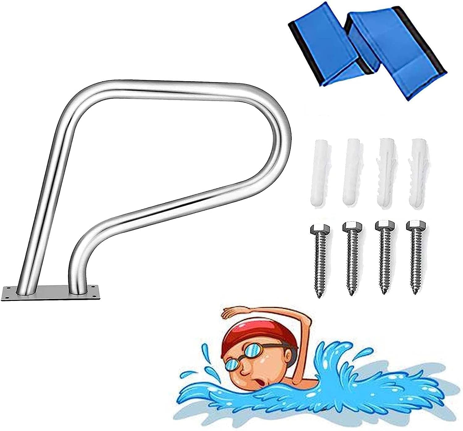 Rampes de piscine 32x31 pouces main courante antirouille 220 kg pour accès de bassin
