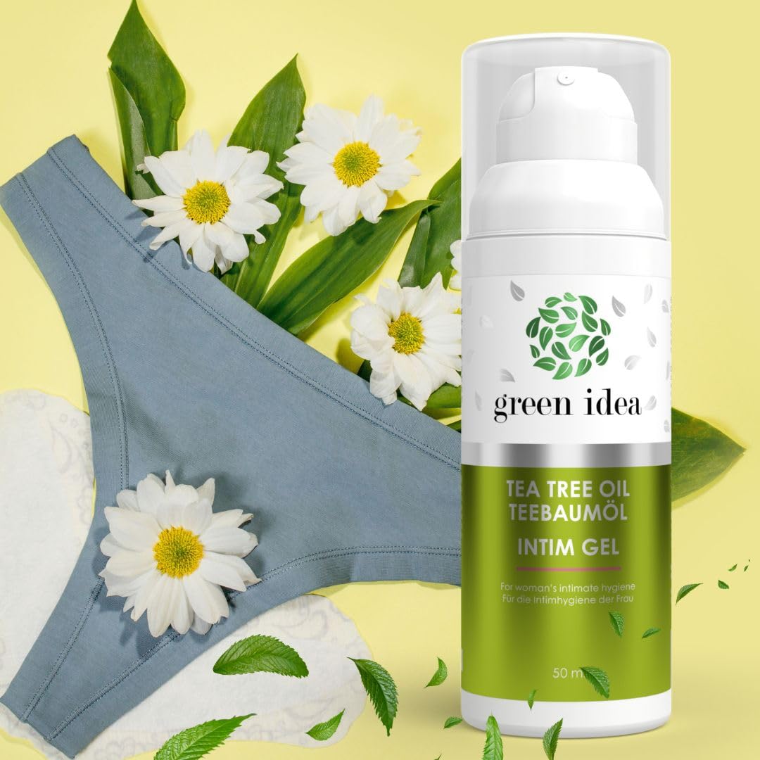 Green idea - Żel intymny dla kobiet z olejkiem z drzewa herbacianego - 100% bez mydła - żel do higieny intymnej - na swędzenie i nieprzyjemny zapach - antybakteryjny - 50 ml