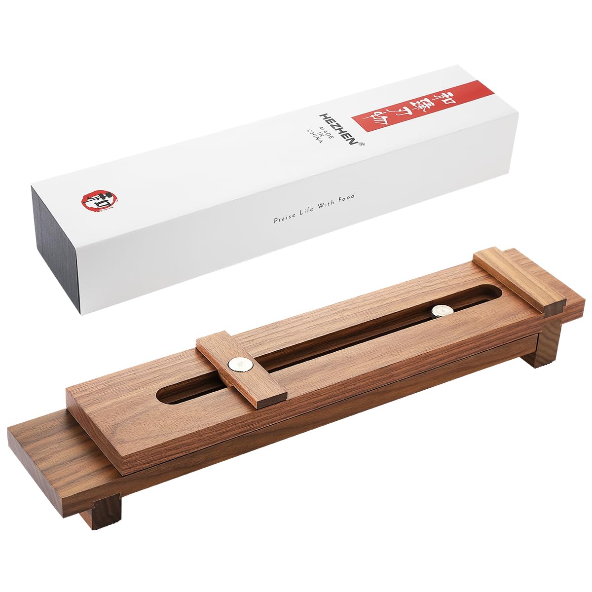 HEZHEN Supporto Affilacoltelli Regolabile in Legno di Noce