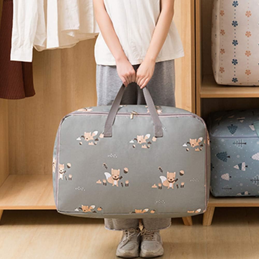 Tote Bag Large-Capacity Comfortable Fabric Sturdy Zipper Durable Oxford Cloth Suitable for Storing Household Goods Clothes Quilts and Other Items.