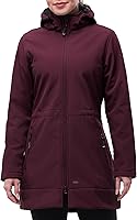 Vista 13 de 33,000ft Chaqueta de Lluvia Impermeable para Mujer de Softshell Largo con Capucha y Forro de Forro Polar, Cortavientos