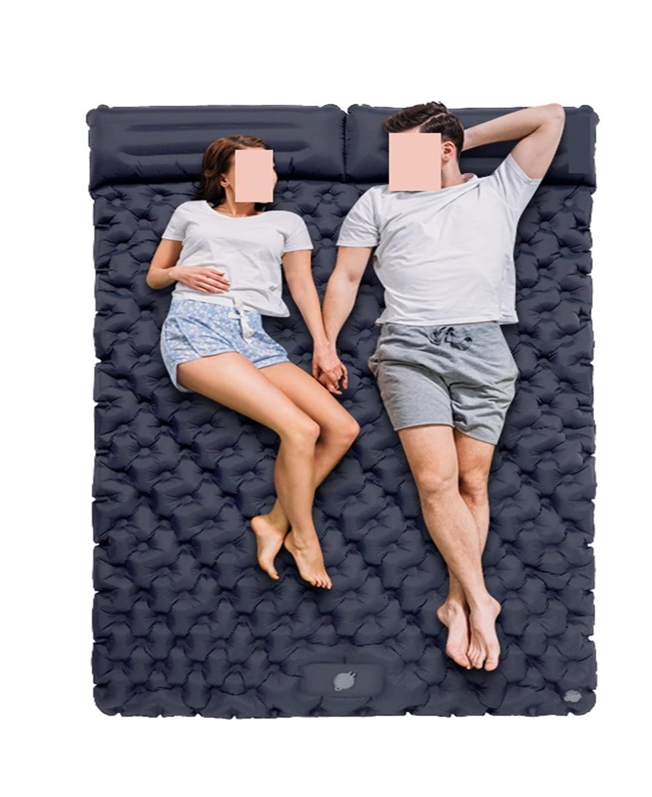 Mata kempingowa Outdoor Camping Podwójny nadmuchiwany materac Bardzo szeroka karimata Ultralekka składana mata do spania Mata podróżna do samochodu Wygodna (granatowa)