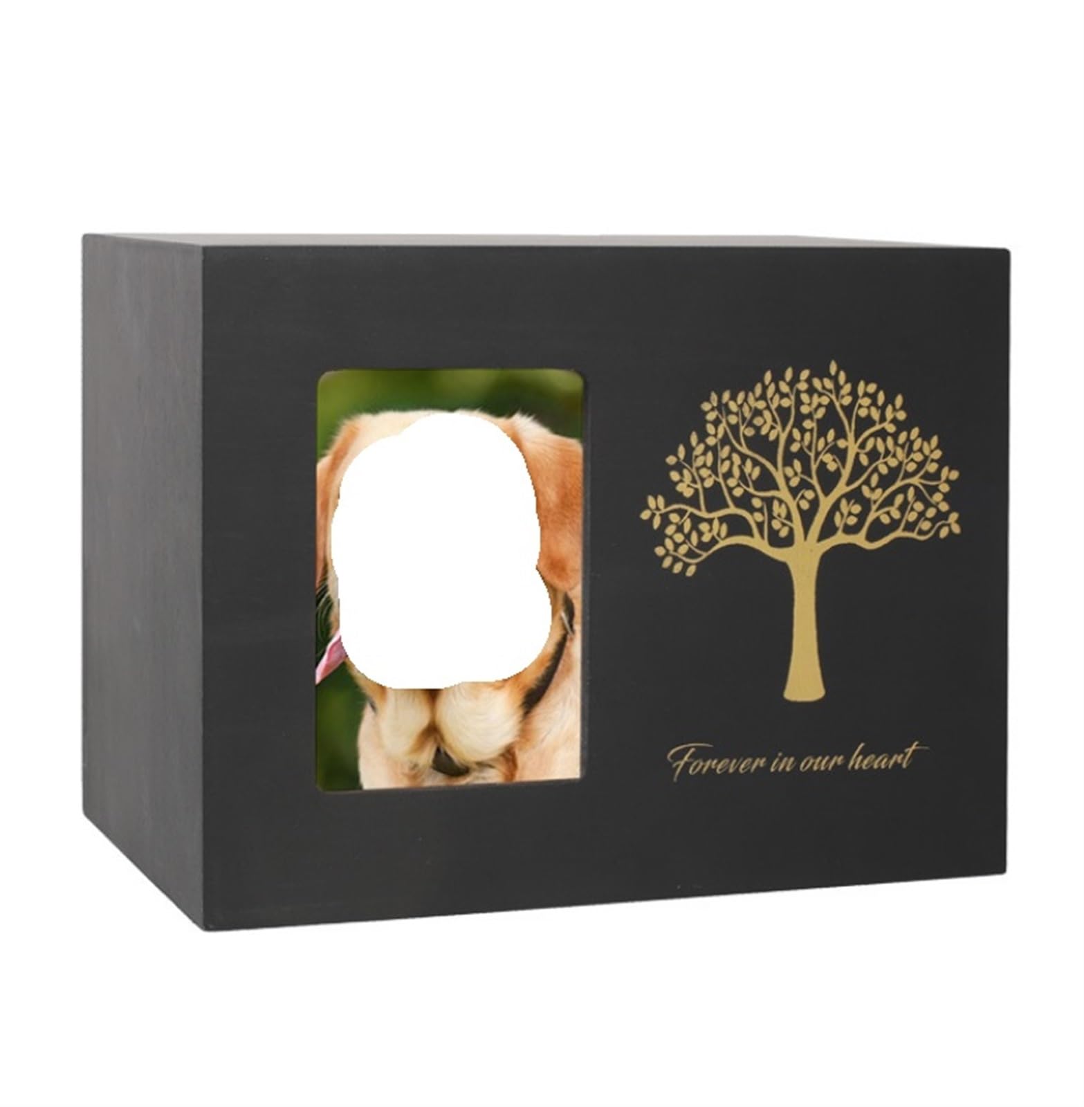GFJHdfhE Urn for Ash, Black Wooden Urn Pet Ashes Keepsake Memorial Shadow Box With Photo Frame Commemorate Funeral Human Ashes Container