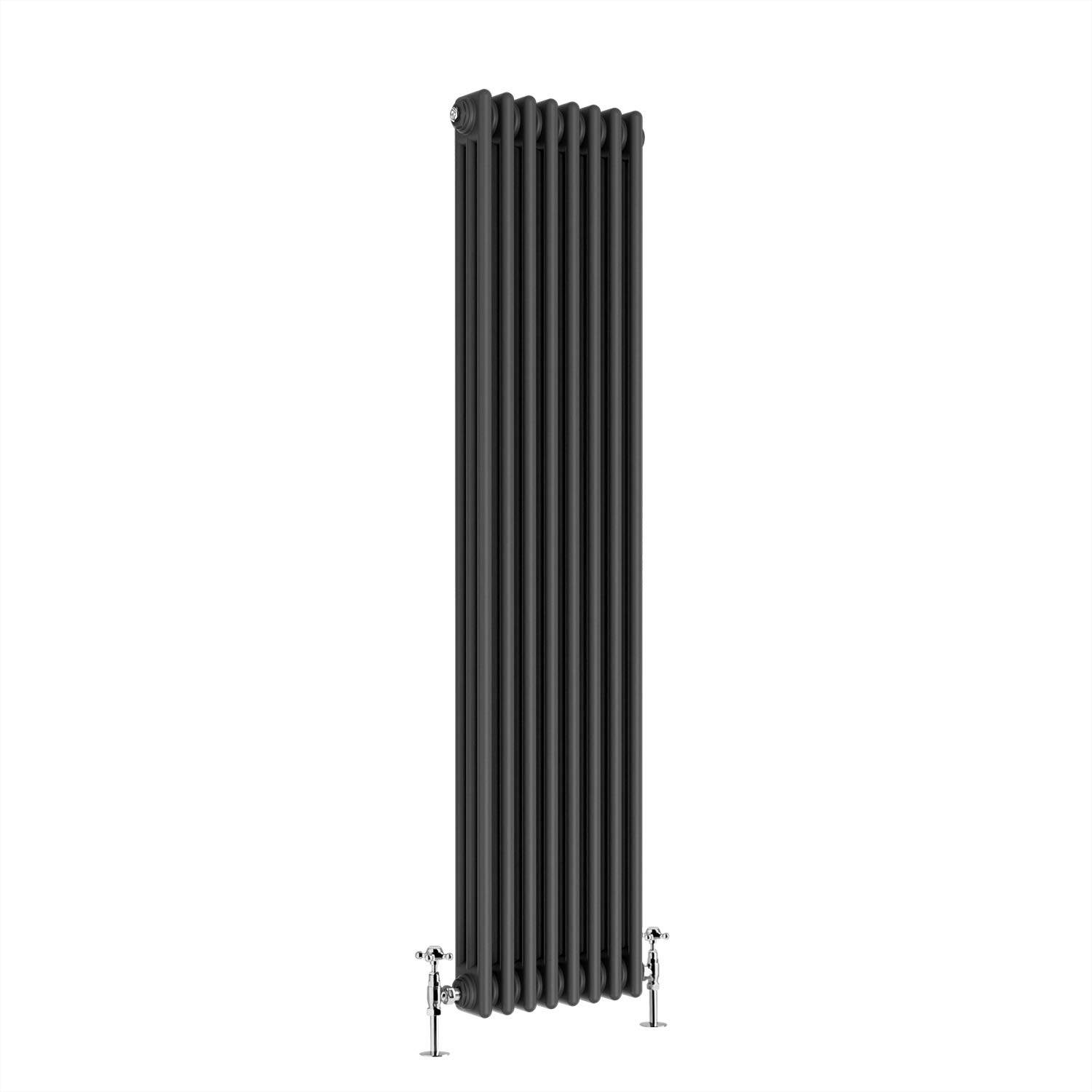 Nrg Anthracite 1800 X 380Mm Cast Iron Radiator Traditional Triple Column Vertical Radiators With Free Valves For Bathroom Living Room