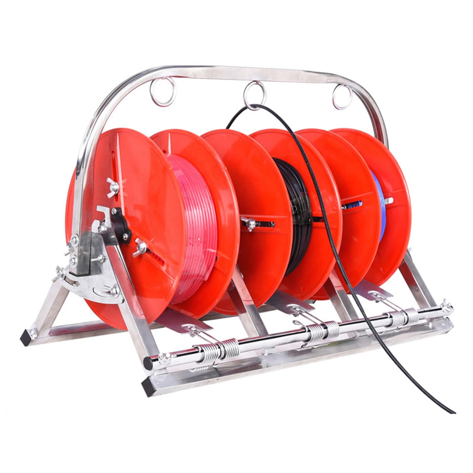 Single Axis Cable Rack - Commercial Industrial Grade Wire Dispenser Cable Pay-off Rack With 3 Reels For Electrical Industry And Retail(Red)