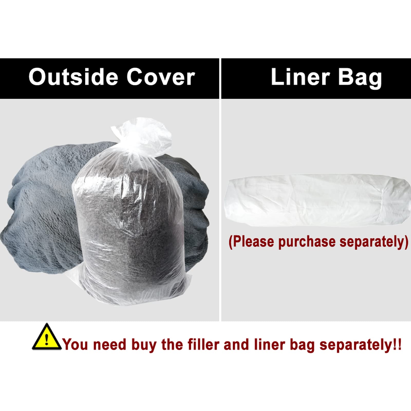 Big Round Bean Bag Solo copertura per sedia, gigante, traspirante e confortevole per il soggiorno degli adulti, morbido e soffice pelliccia sintetica BeanBag Lazy Sofa Cover(D86 cm × H56 cm, F)