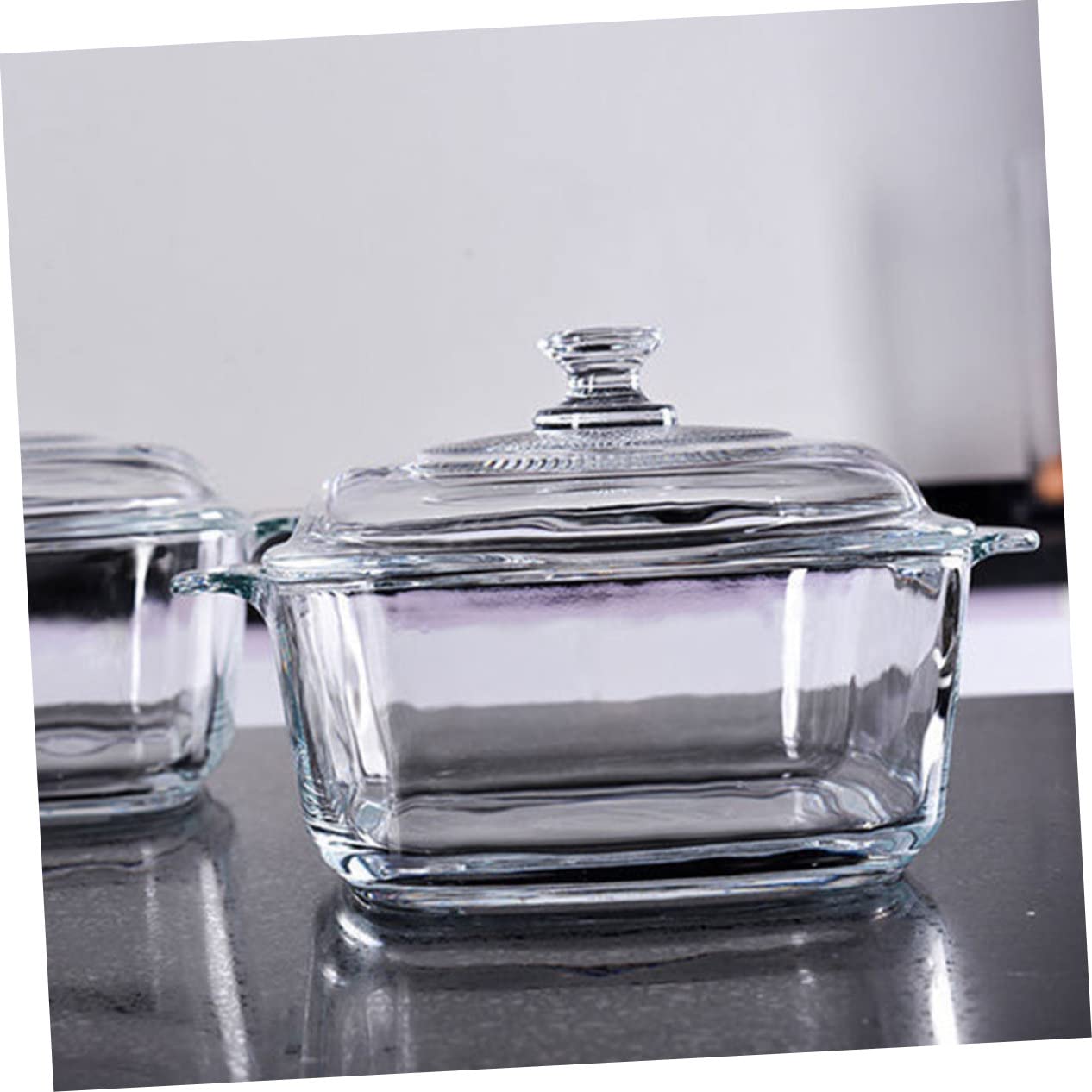 VICASKY Mikrowellengeeignete Suppenaufbewahrungsschüssel 1l Dickwandig mit Deckel Glasschüssel Hitzebeständig Rissfest Klarer Kristalldesign für Buffet und Tisch