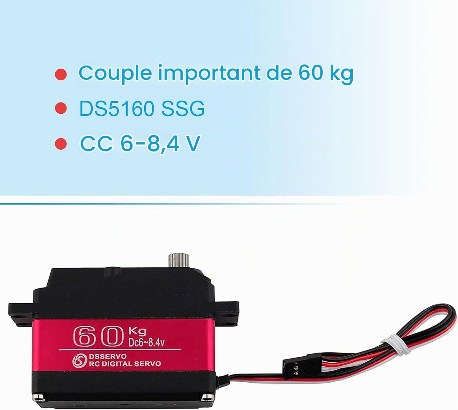 DS5160 Servomoteur,Digital Servo Servomoteur 60KG 180° Servo Numérique à Engrenages Métalliques Servo RC étanche pour 1/5 Redcat HPI Baja,Voiture Rc HéLicoptèRe Gouvernail Bateau Avion Diy Modelisme