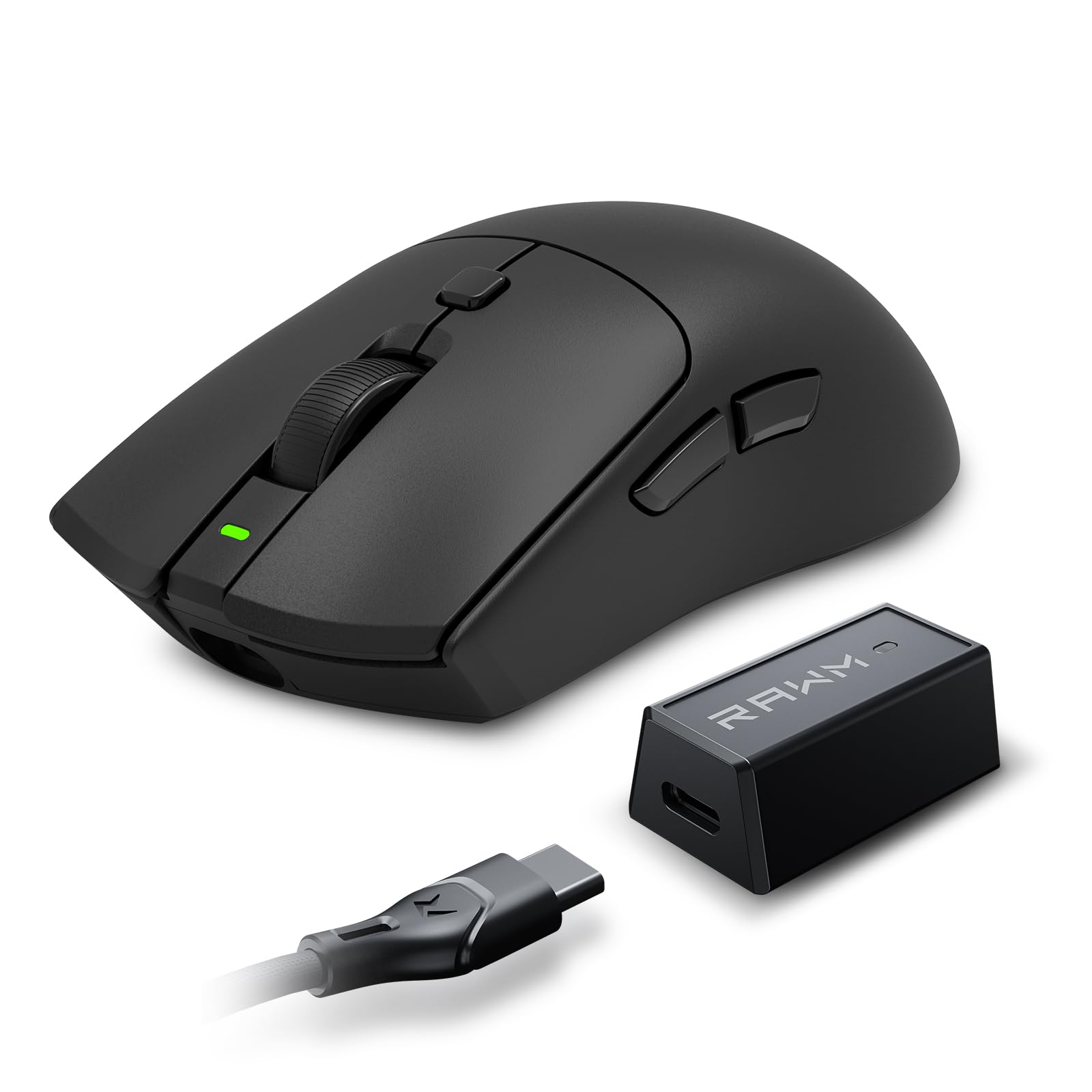 RAWM Mouse da gioco wireless 8K, sensore ottico PAW3950 30K DPI, leggero 55 g, MCU Nordic 52840, mouse simmetrici per esports e giochi FPS