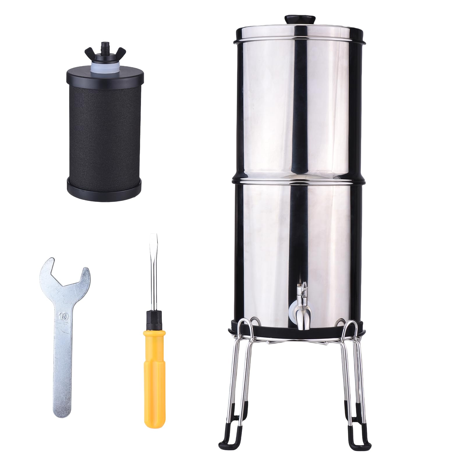 de Filtro de Agua de 1 Galón Construido en Acero Inoxidable para el Hogar y Preparación para Emergencias (K8779A Con soporte)