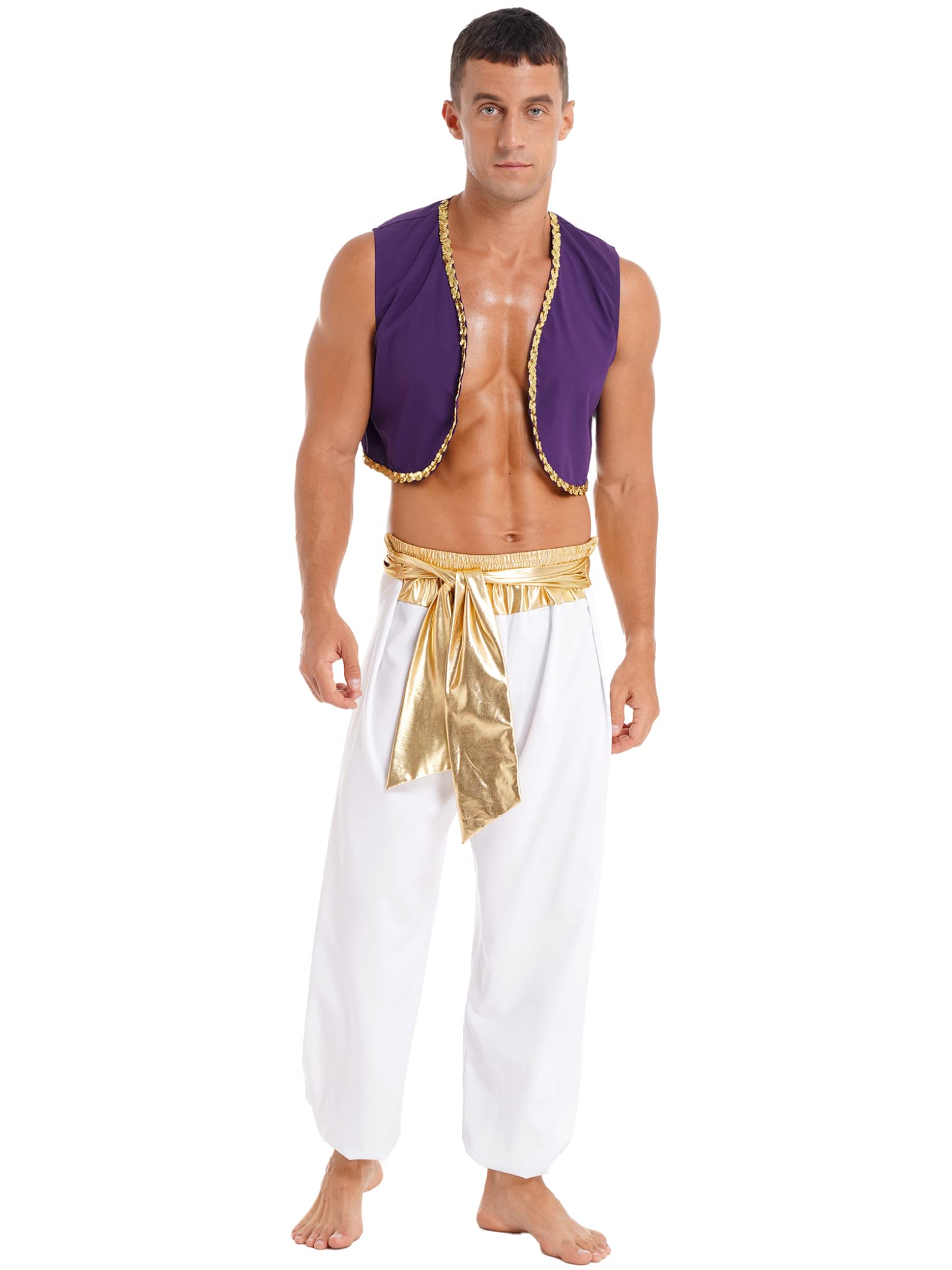 Men's Arabian Prince Costume Vest with Pants 2pcs Halloween Outfits