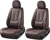 Vista 77 de Coverado - Juego completo de fundas de asiento de automóvil grises de cuero napa, impermeables, con cojín para asientos delanteros y respaldos, apto