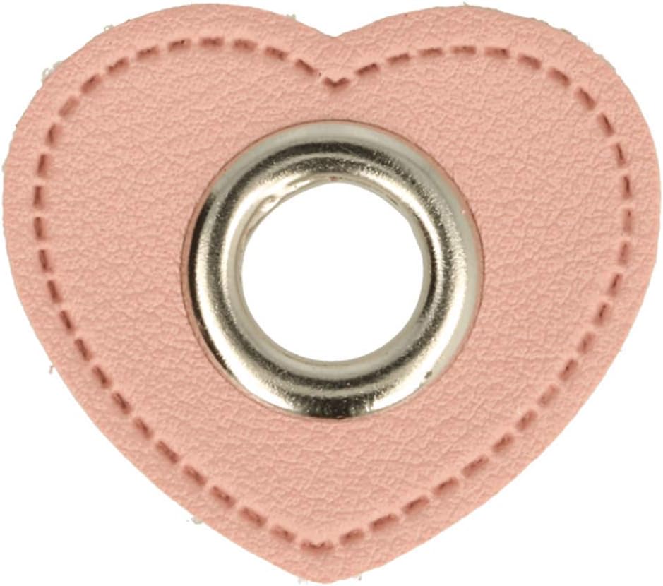 Schnuckidu Faux Leather Eyelets I Eyelet Patches for Cords I Pink Heart
