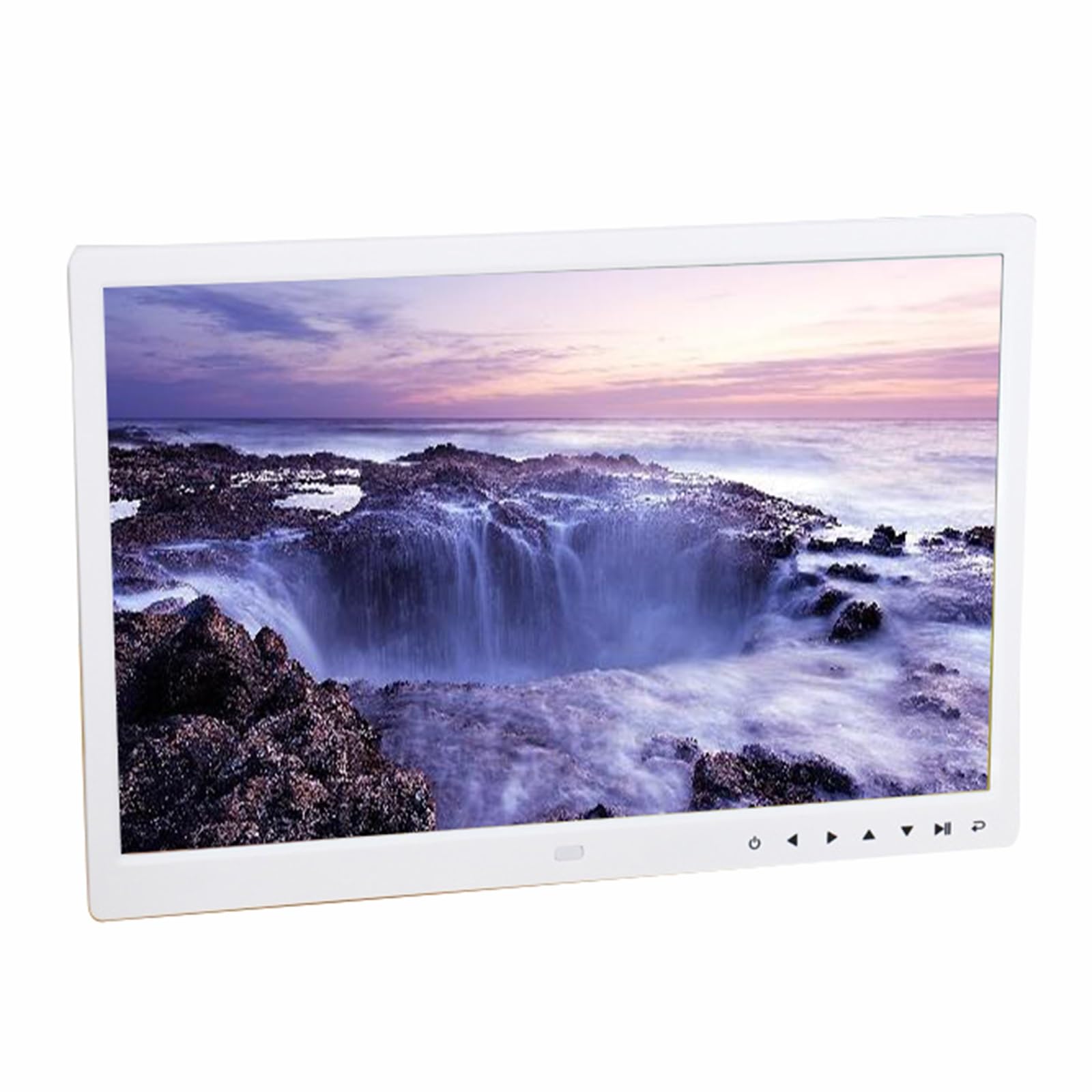 MYUYEE 15.4" Hd Digital Photo Frame, Touch Button, Wall-Mountable Advertising Display (White)