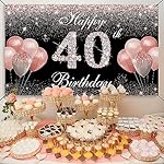 Happy 40th Birthday Backdrop, 40th Birthday Decoration for Women, 40 Birthday Party Yard Sign Banner, Forty Year Old Birthday Photo Props Decor Supplies, Fabric, Rose Gold - Image 5