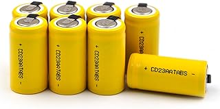 (8-Pack) 2/3AA Ni-CD 1.2V 400mAh Flat Top Rechargeable Battery with Solder Tabs for DIY Emergency Lights Shavers Toys Solar Devices
