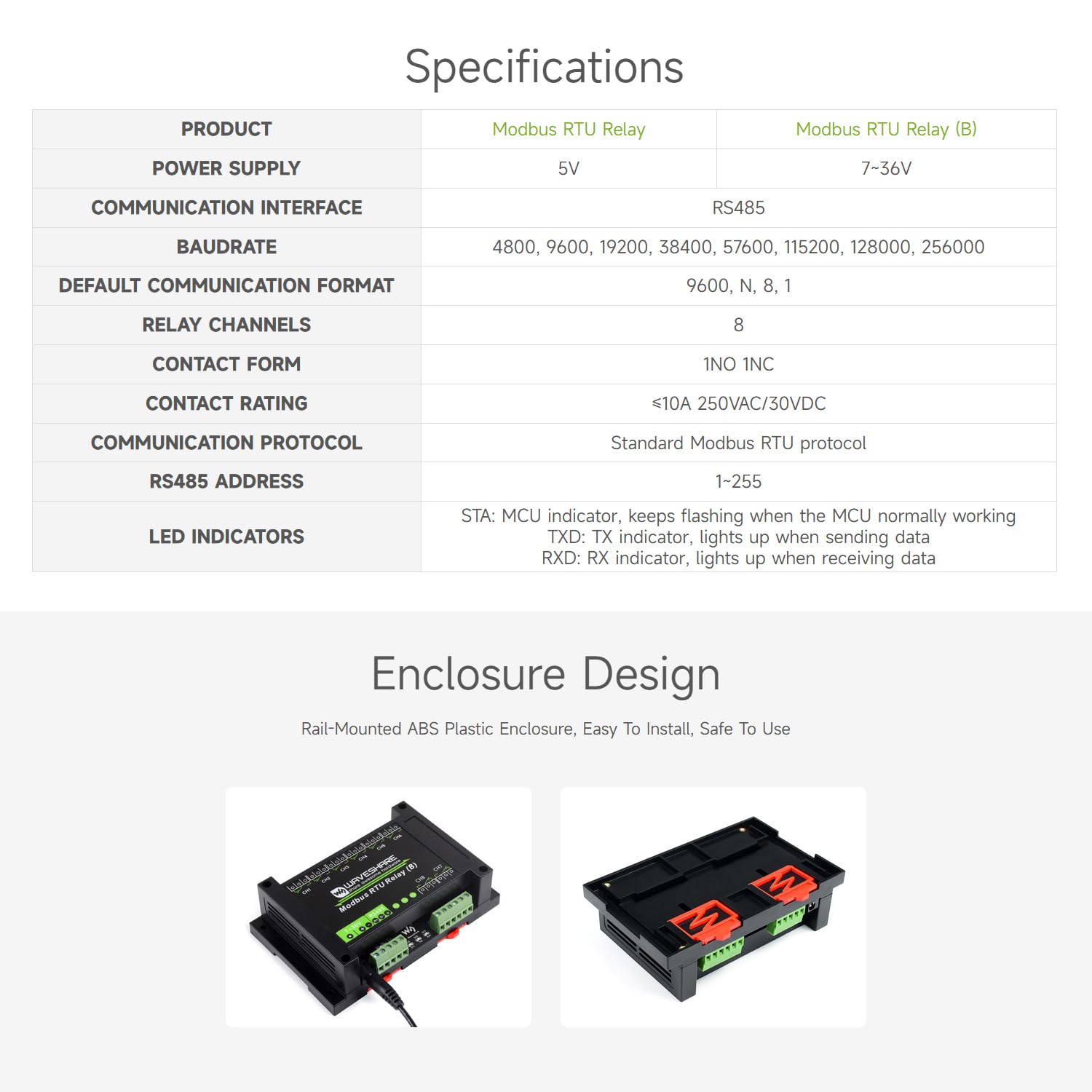 Industriële Modbus RTU 8-ch relais module - RS485 Bus | Elektronica voor jou