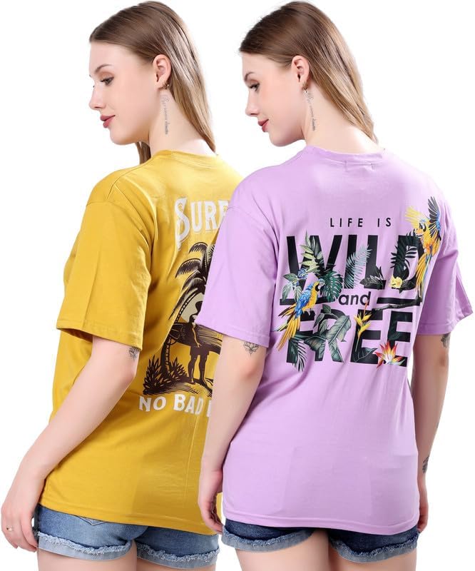 - Women's Cotton Blend Oversized Fit Oversized Tshirt | Oversized Tshirt - Pack of 2