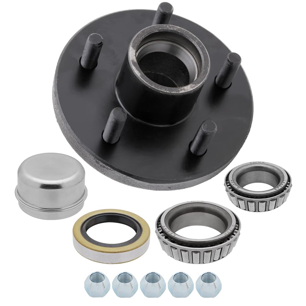 3,500 lbs - Trailer Axle Idler Kit - Idler Hub 5 on 4.5 - Bearing Kit: L44649 & L68149 - Grease Seal - with Hardware